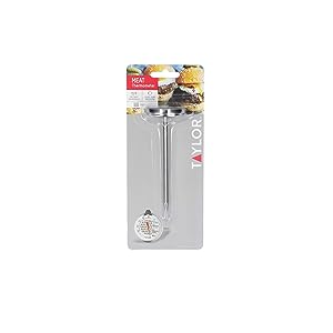 Taylor Meat Oven Thermometer Probe, Temperature Gauge with Probe with Meat Chart, Stainless Steel