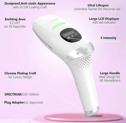 IPL Hair Removal Device, UCATINI Permanent Painless Laser Hair Remover Machine Kit with Ice Mode for Women Men, Freezing Point Hair Removers for Face Legs Underarms Arm Body, Unlimited Flash