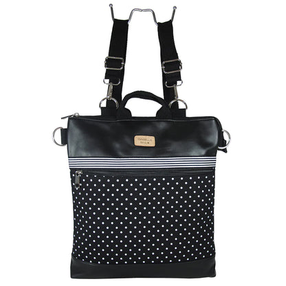 Isabella Mya Backpack and Convertible Black Bag Polka Dot, Cotton