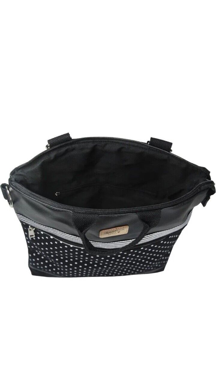 Isabella Mya Backpack and Convertible Black Bag Polka Dot, Cotton