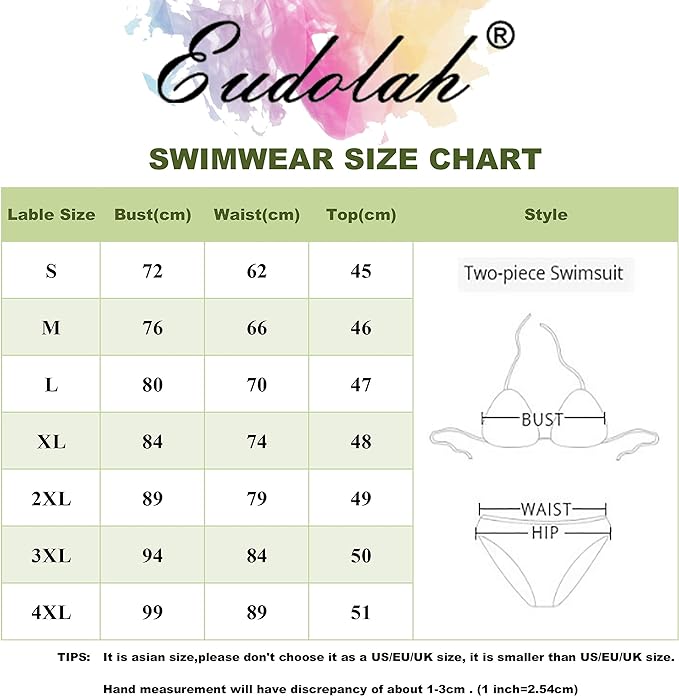 EUDOLAH Women's Mesh Bikini Set Padded Tankini Swimwear Top & Bottom 2 Pieces Swimming Costume Plus Size S