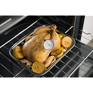 Taylor Meat Oven Thermometer Probe, Temperature Gauge with Probe with Meat Chart, Stainless Steel